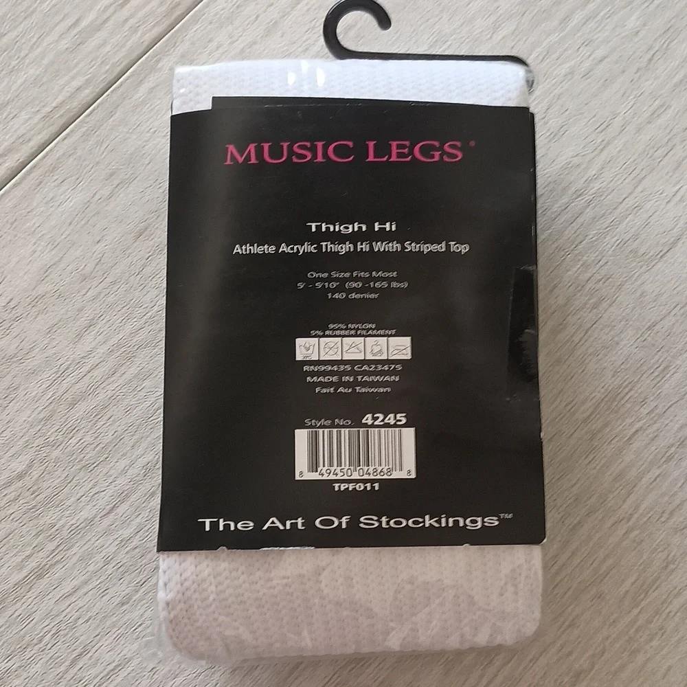 Music Legs Red and White Striped Thigh Highs